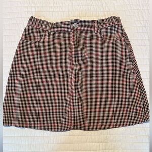 Brandy Melville John Galt Plaid Skirt - Brown Tan